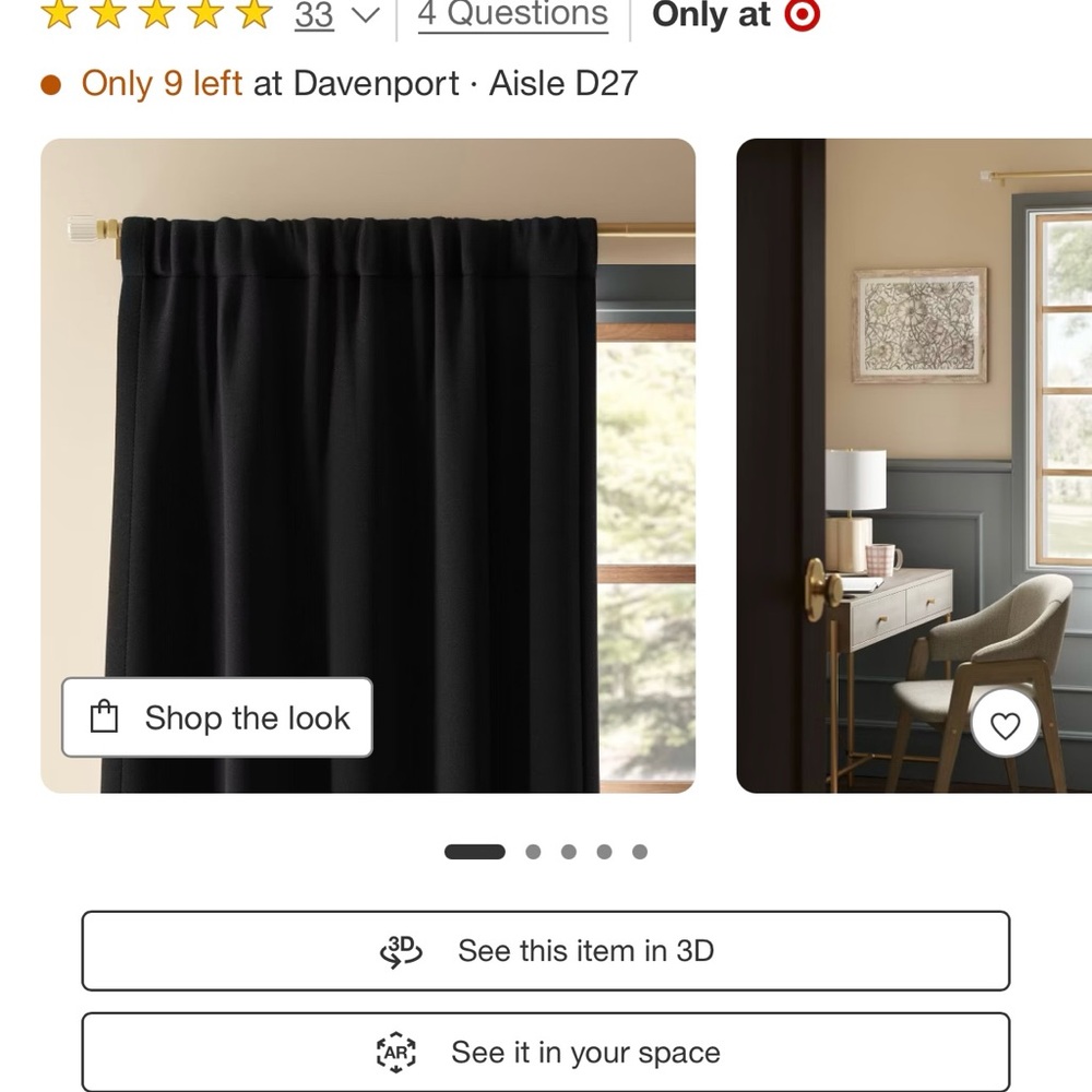 6 Blackout Henna Window Curtain Panels Black - Threshold™